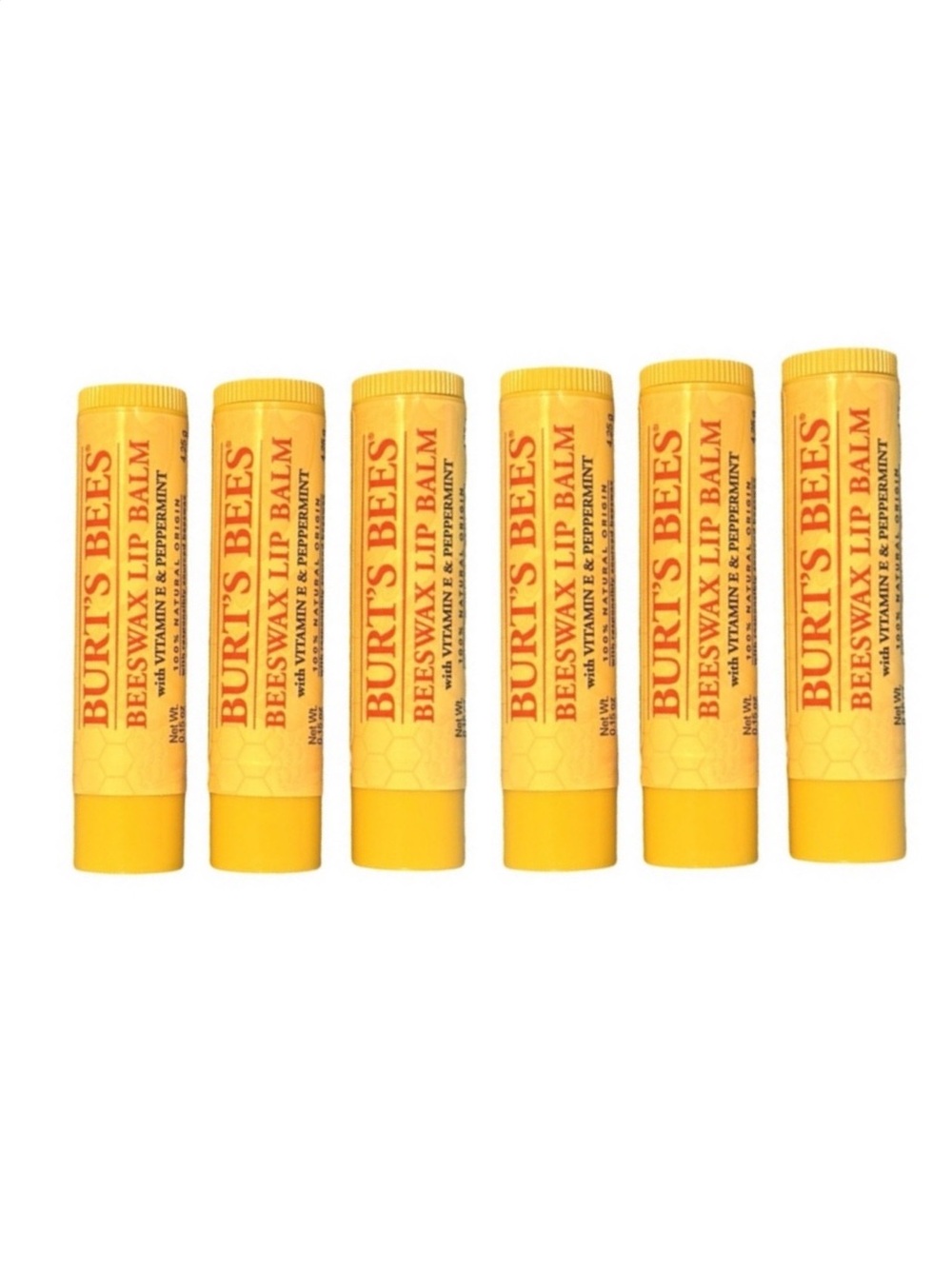 6 Burt Bee Beeswax Lip Balm with Vitamin E and Peppermint